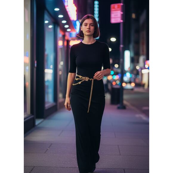 St. John Gold SJ Logo Layered Chain Belt Vintage main image 8